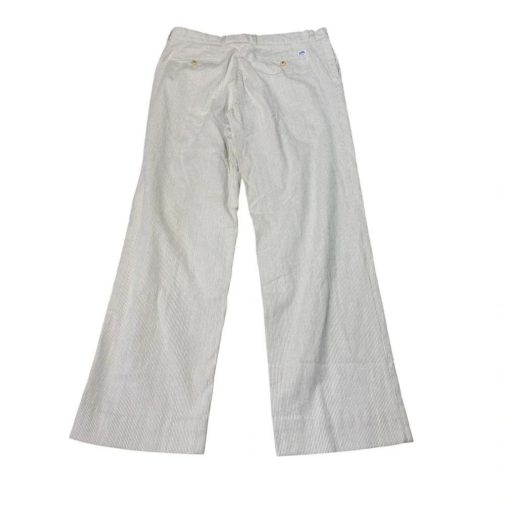 Southern Tide Skipjack Flat Front Corded Pants Mens 36x32 Tan White Striped 7310